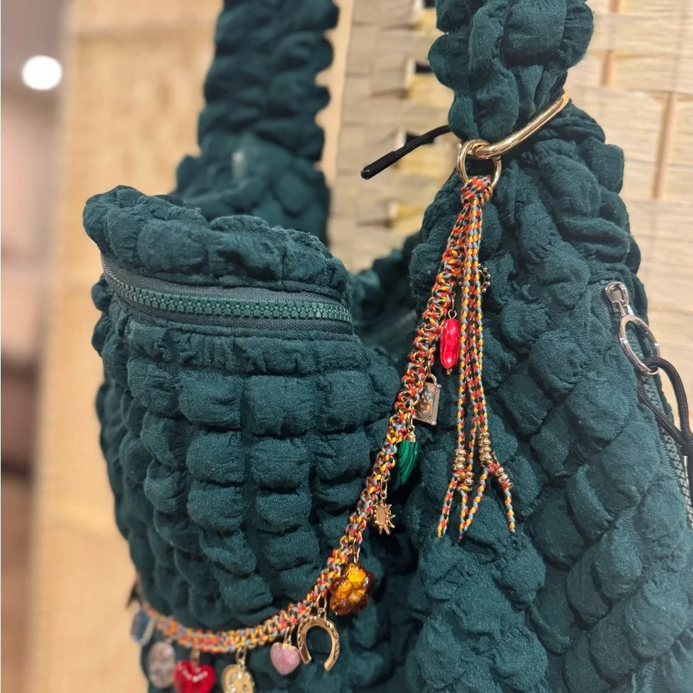 FP Movement by Free People Teal Green pucker up Carryall Bag + charm - Picture 6 of 12